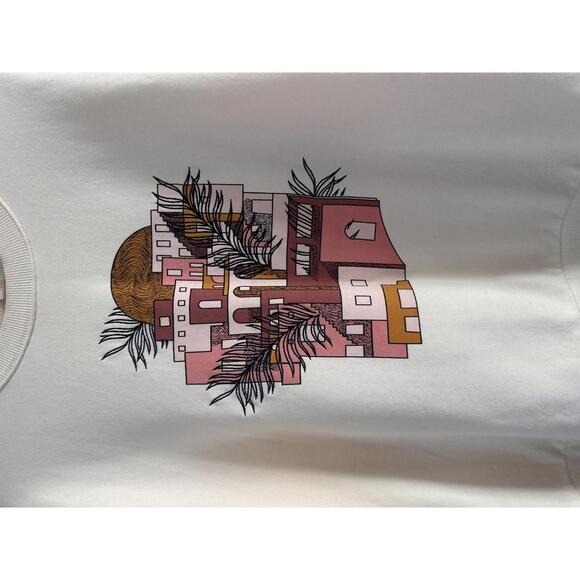 Bohme Graphic Crewneck Pullover Sweatshirt Ivory Cotton Women’s size Large - Picture 4 of 9